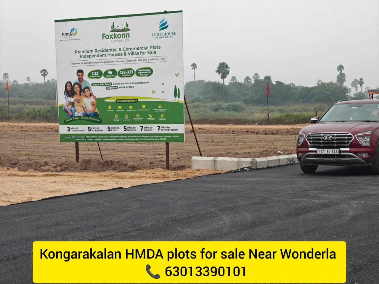 Kongarakalan HMDA approved plots for sale back side to Wonderla near ORR