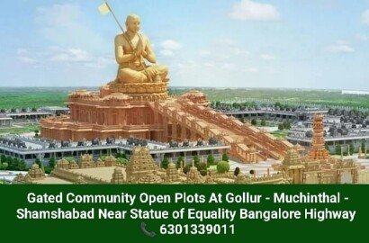 Gated community open plots for sale In muchintal- gollur near statue of equality banglore highway hyd