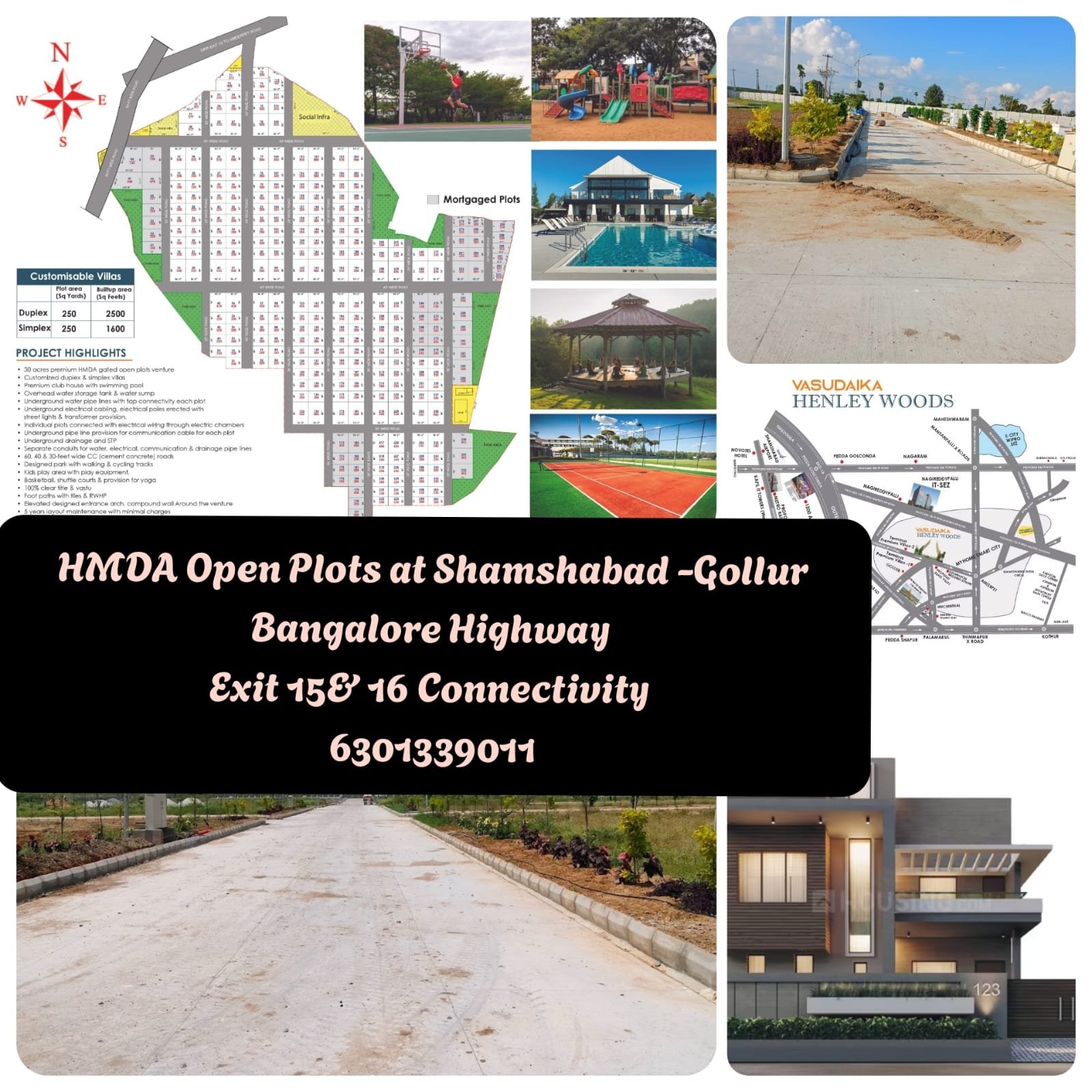 Hmda approved open plots at gollur shamshabad near statue of equality banglore highway hyd